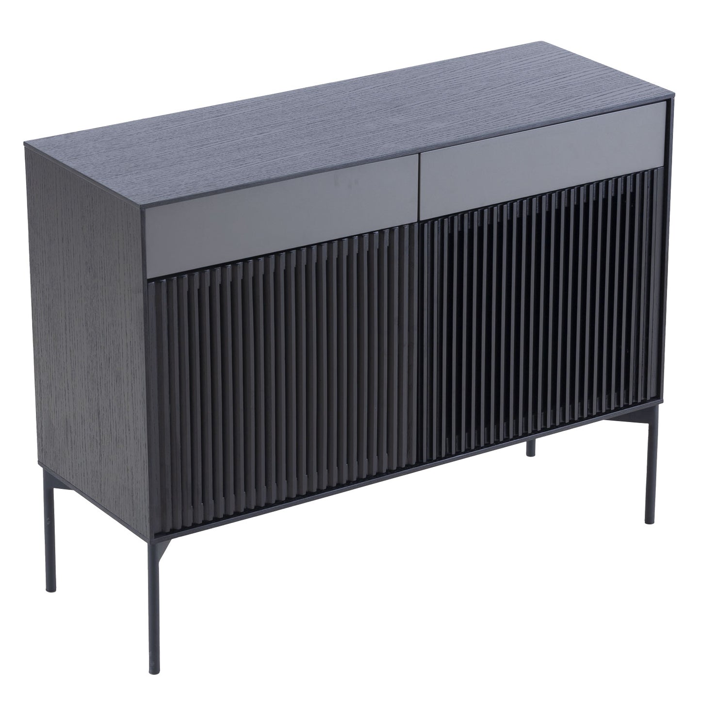 Justone Interior Mid Century Wooden 2 Drawers Sideboard Cabinet - Black