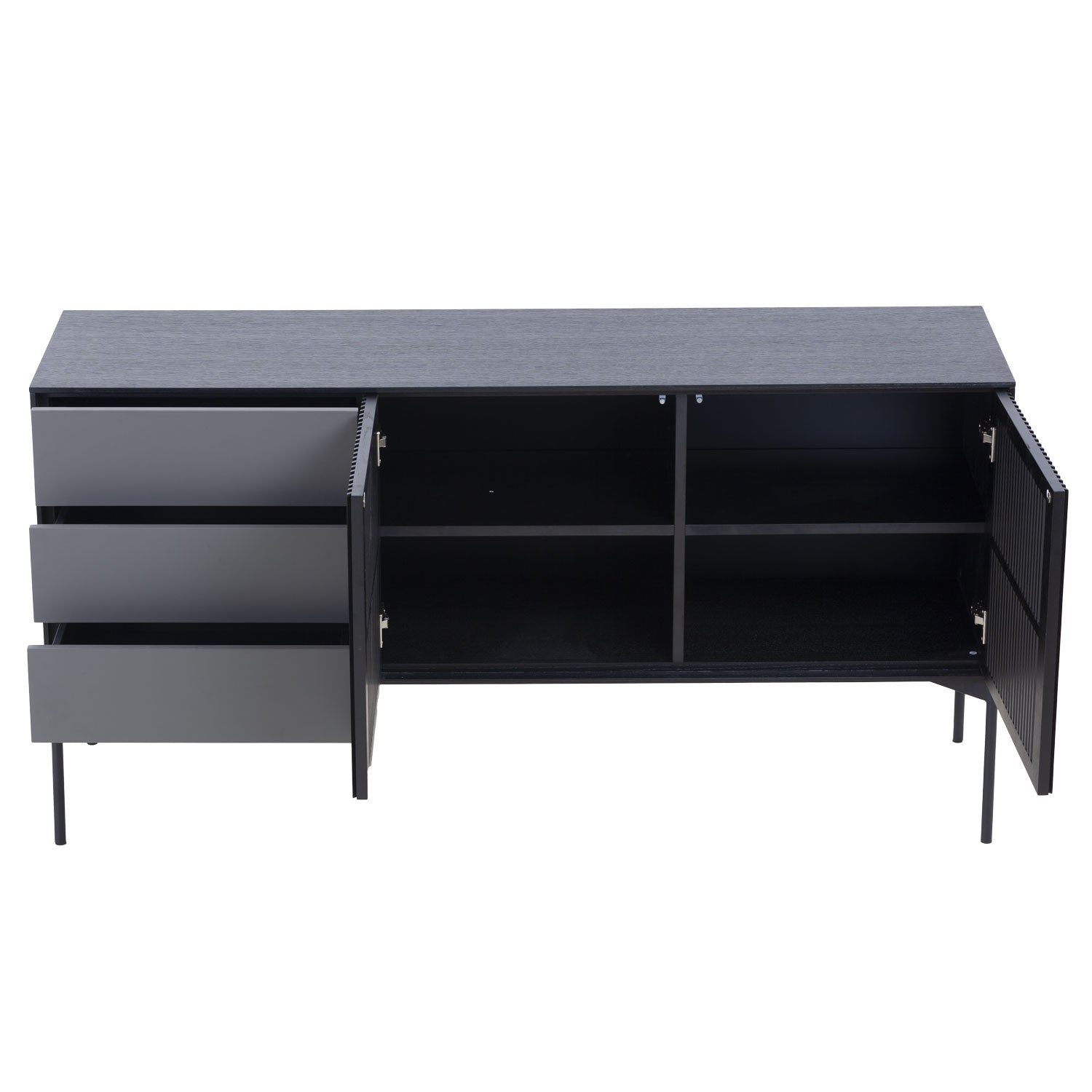 Justone Interior Mid Century Wooden Sideboard Cabinet - Black