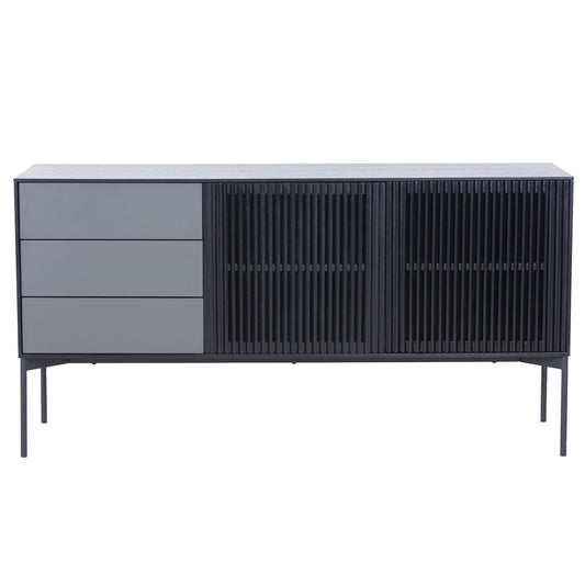 Justone Interior Mid Century Wooden Sideboard Cabinet - Black