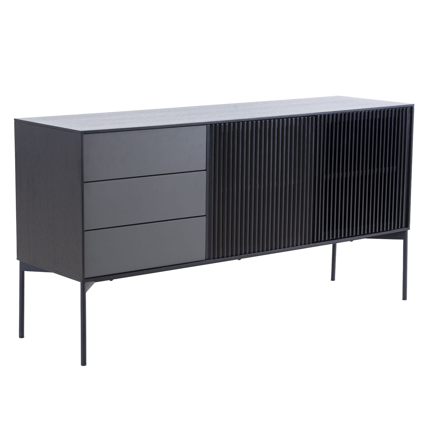 Justone Interior Mid Century Wooden Sideboard Cabinet - Black