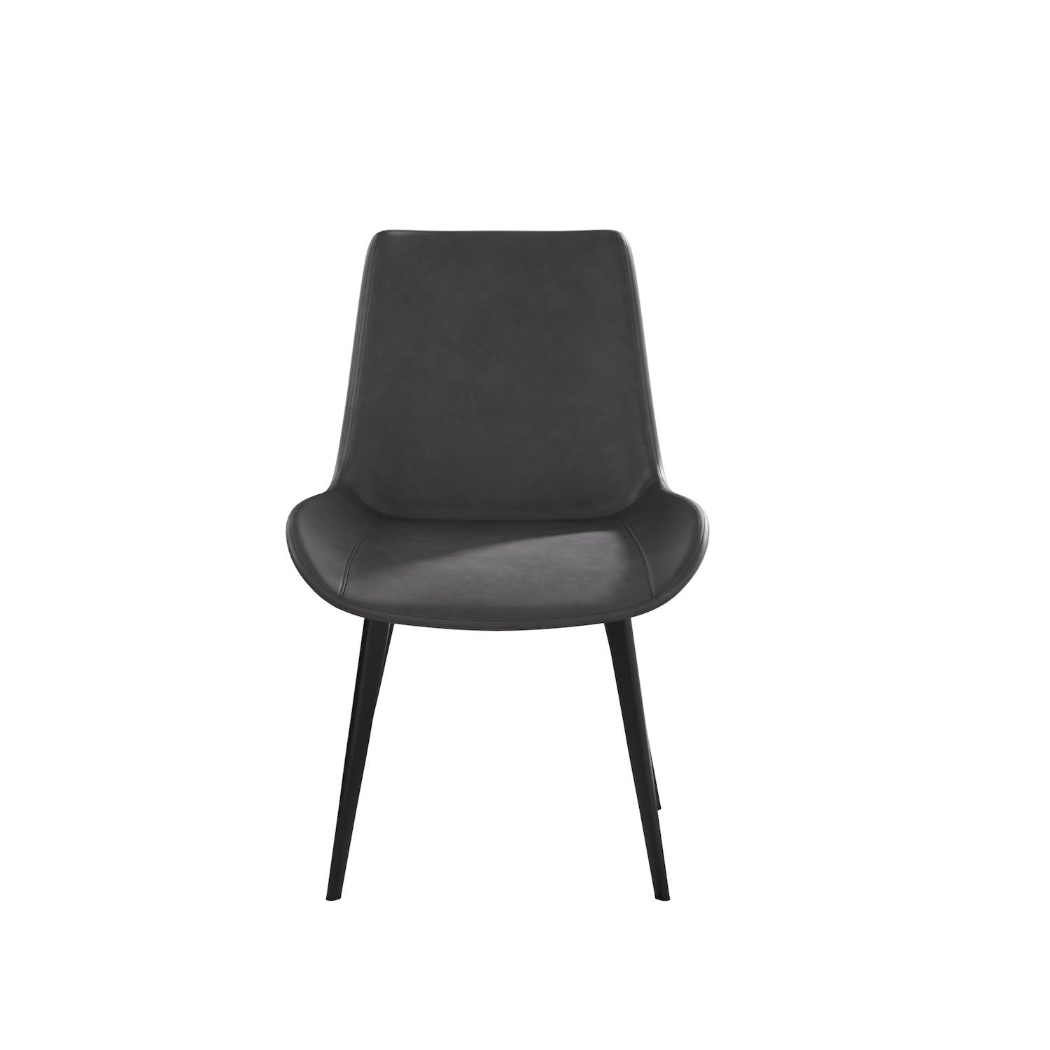 Atunus Modern Leatherette Dining Side Chairs with Black Metal Legs Set of 4 - Gray