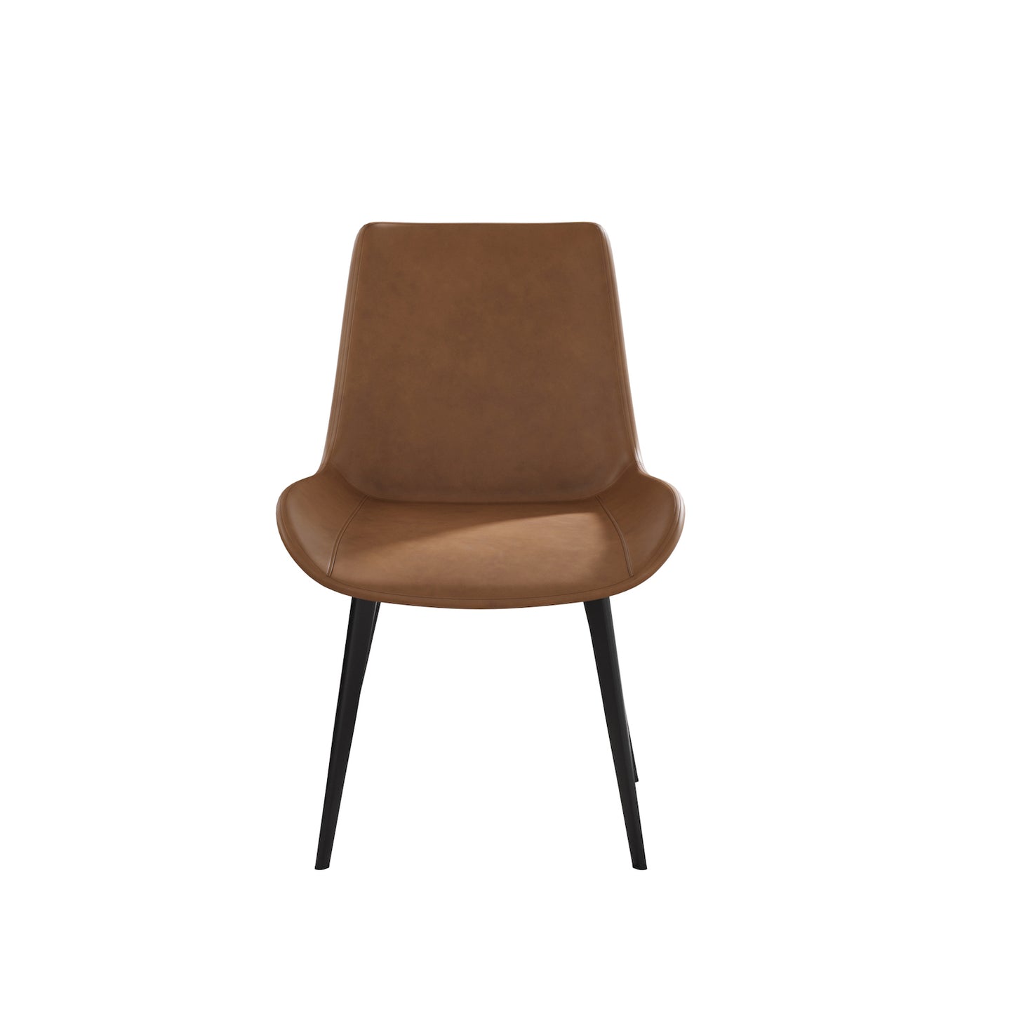 Atunus Modern Leatherette Dining Side Chairs with Black Metal Legs Set of 4 - Brown