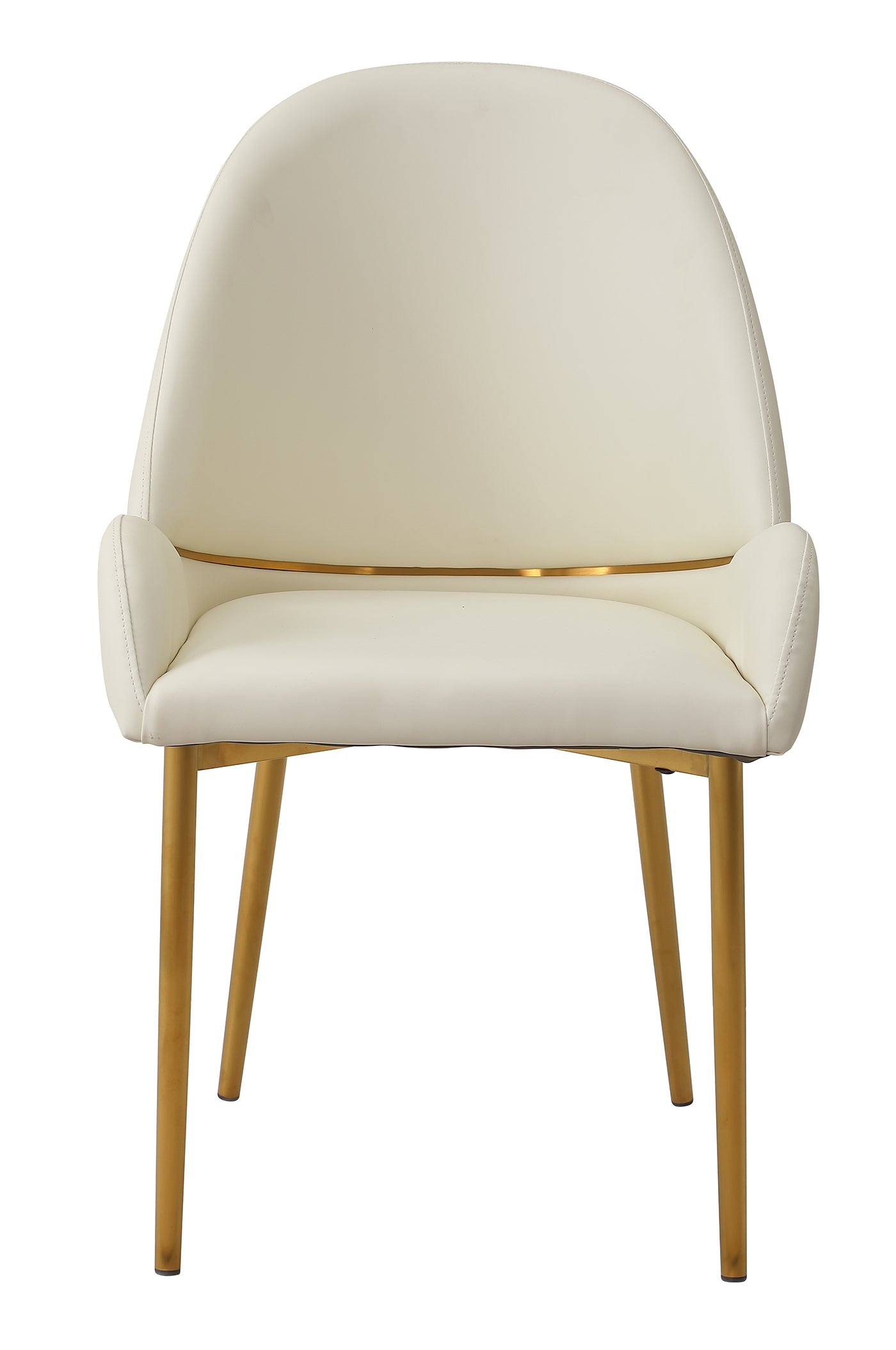 Montary Dining Chair in Beige PU Leather with Gold Trim & Legs Set of 2