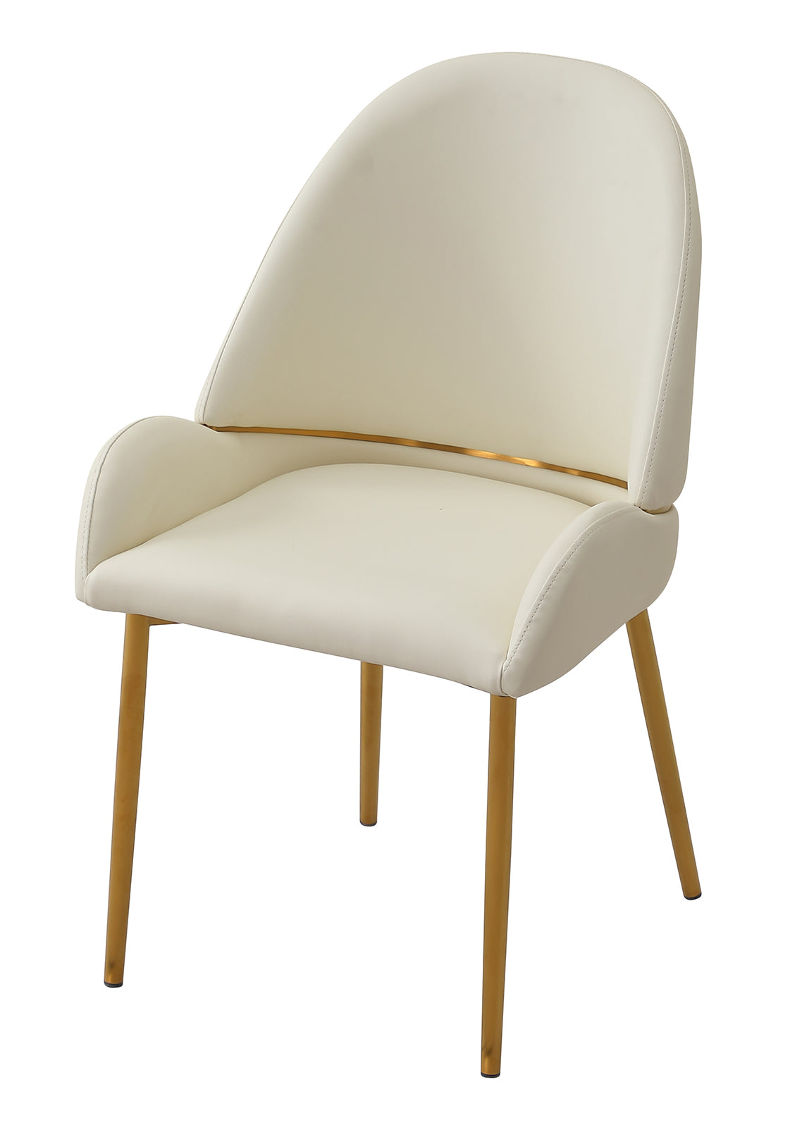 Montary Dining Chair in Beige PU Leather with Gold Trim & Legs Set of 2