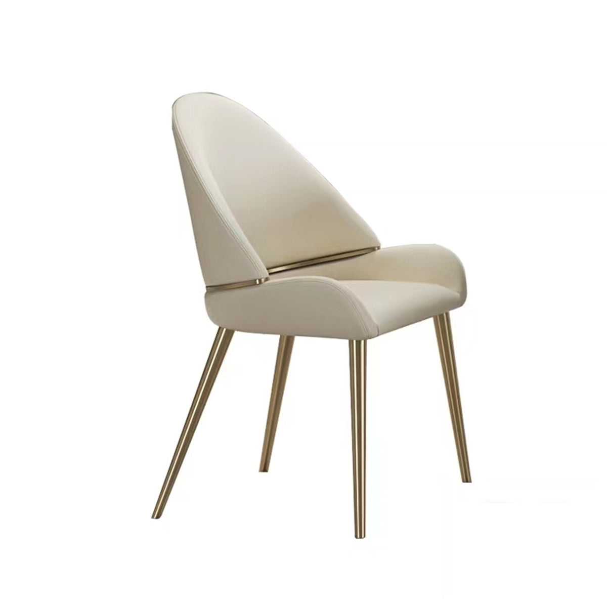 Montary Dining Chair in Beige PU Leather with Gold Trim & Legs Set of 2