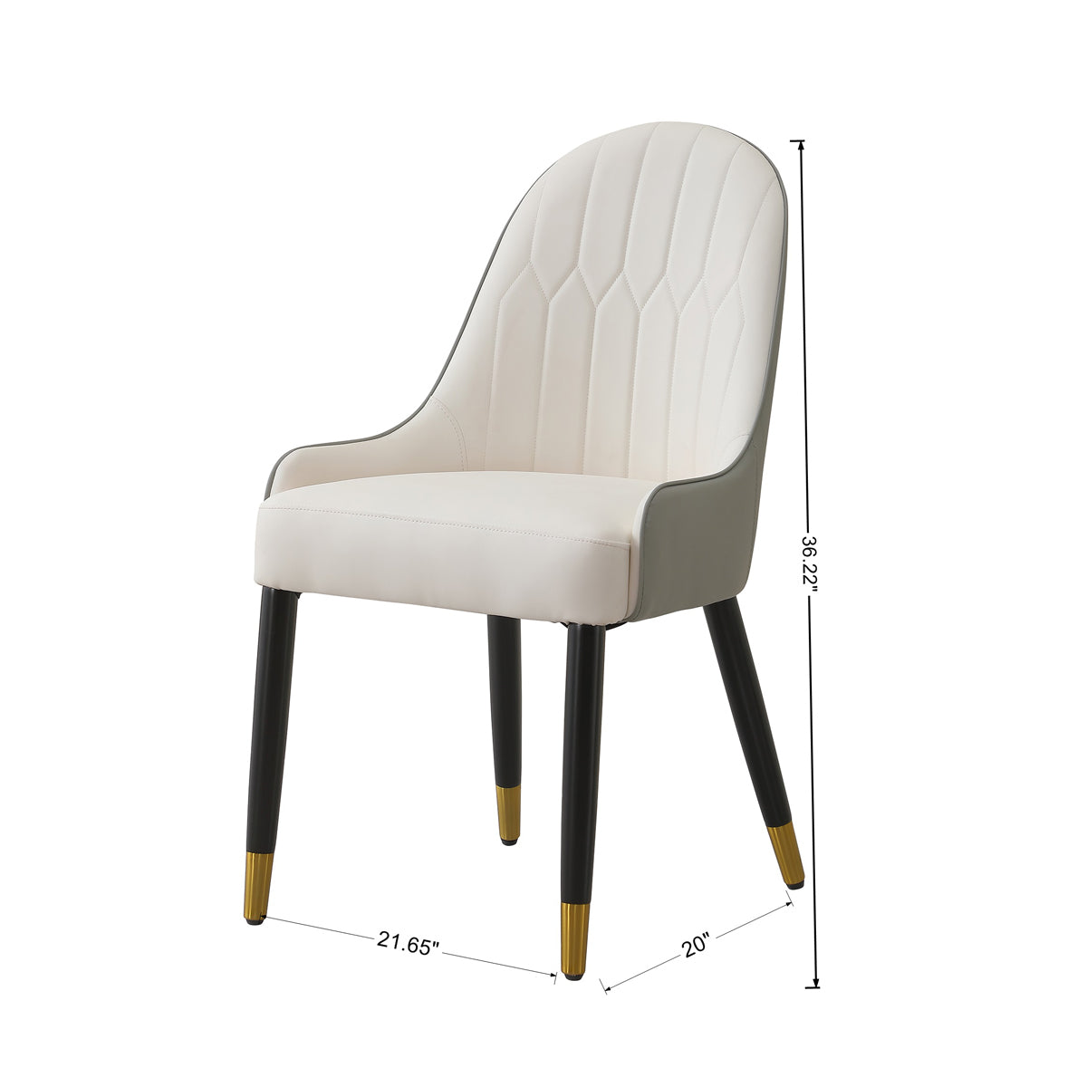 Montary Dining Chair in PU Leather with Wooden Gold Tipped Legs Set of 2 Gray