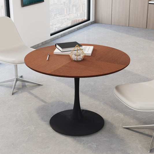 Katriina 42" Round Modern Tulip Table - Oak & Black