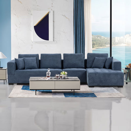 134'' Mid Century Modern Sectional - Blue