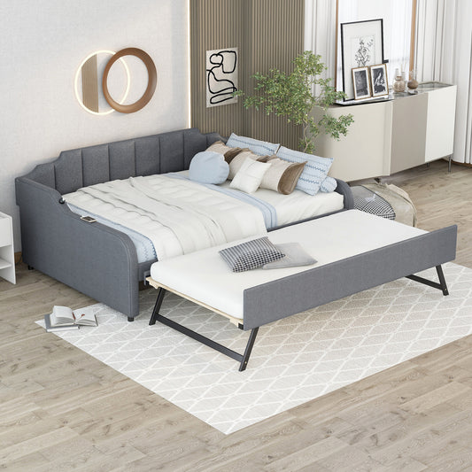 Mave Full Daybed & Pop-up Trundle Set - Gray