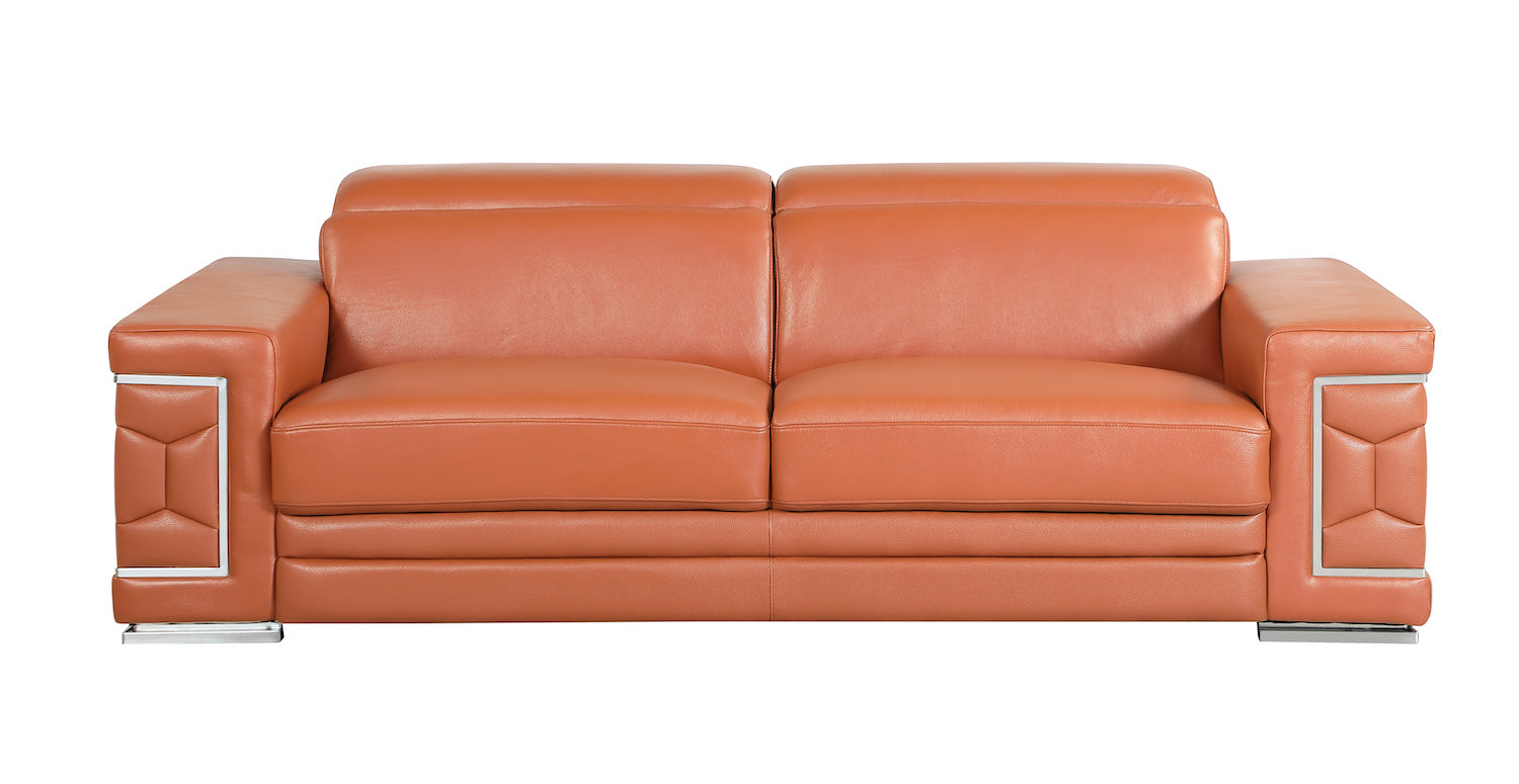 GU Furniture Modern Italian Leather Sofa - Camel