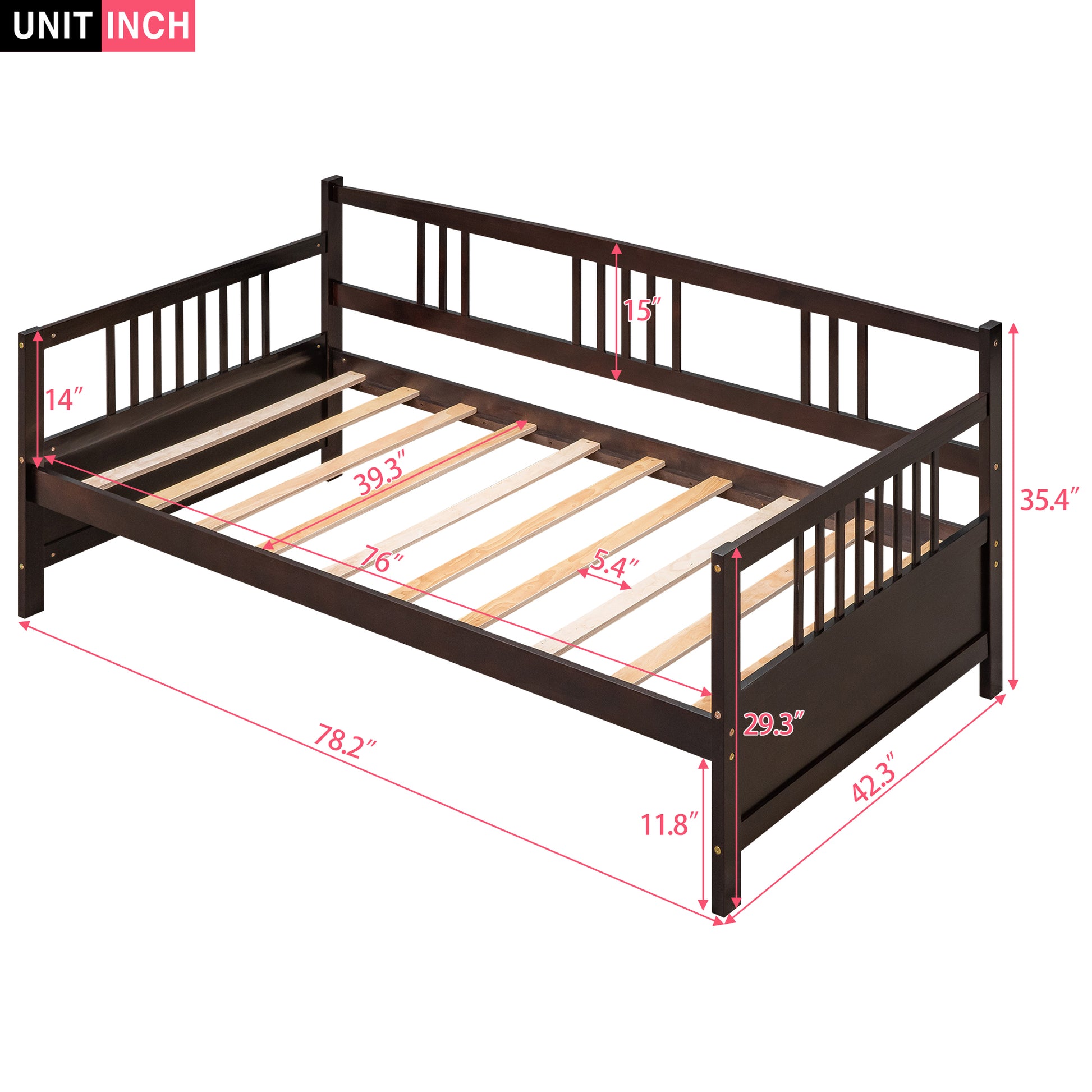 Durango Modern Wooden Twin Size Daybed - Espresso