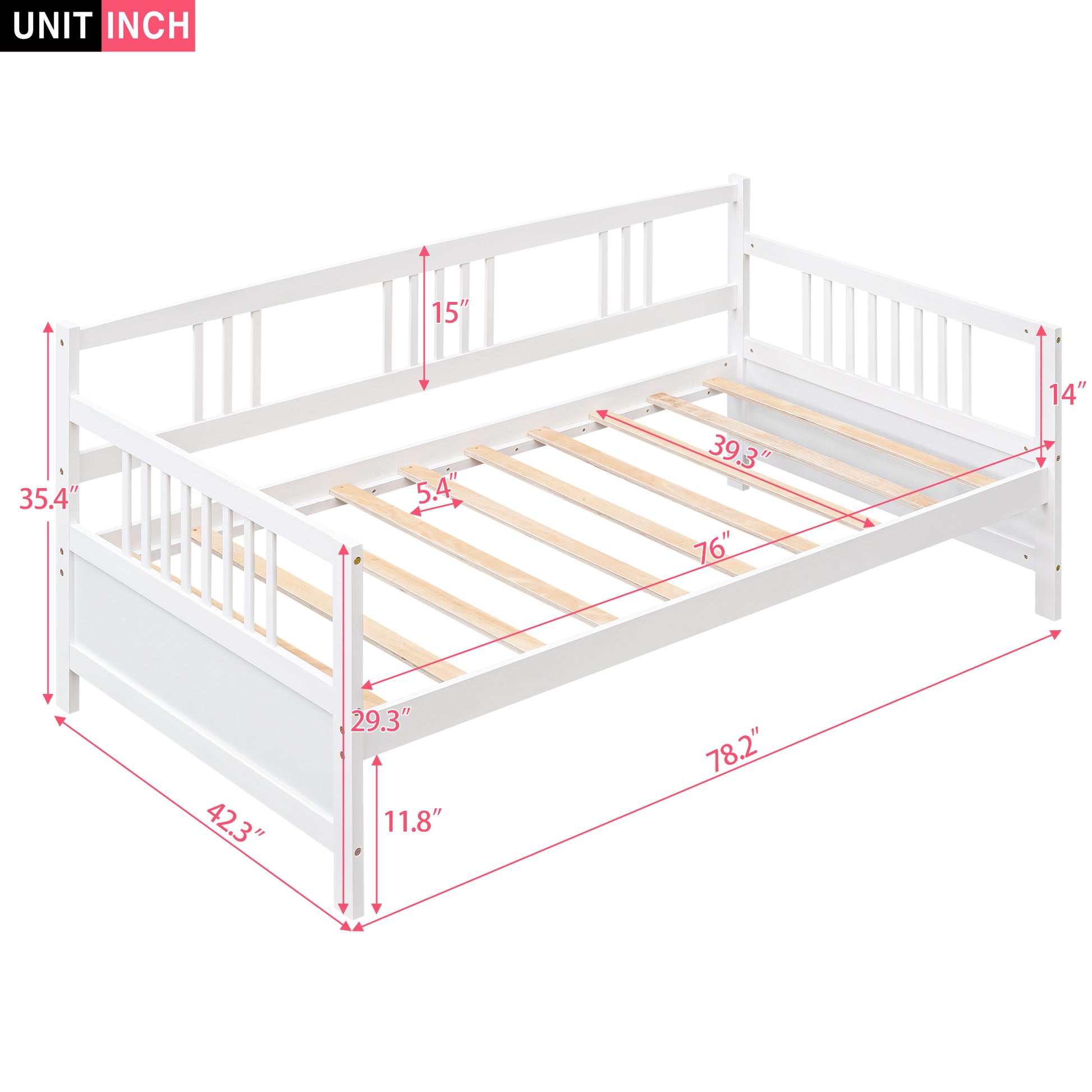 Durango Modern Wooden Twin Size Daybed - White