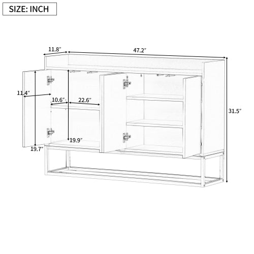 TREXM Modern Elegant Buffet Sideboard Cabinet - White