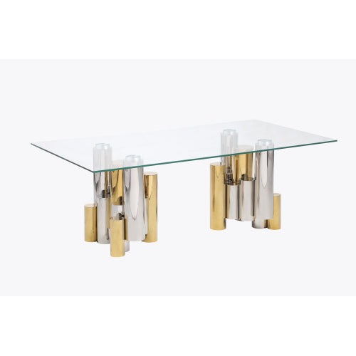 Woker Furniture Modern Elegant Stainless Steel Rectangle Glass Coffee Table