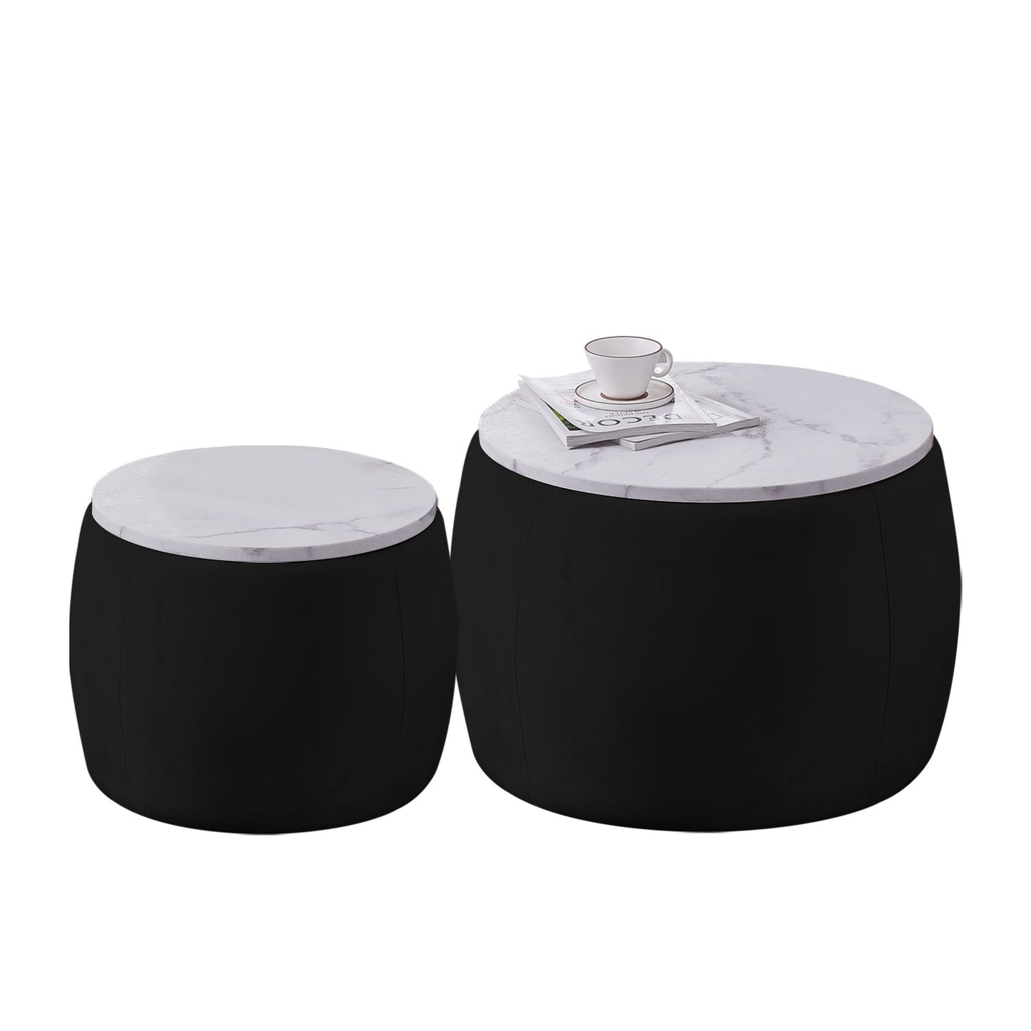 Justone Modern Round Nesting Tables Set - Matte Black