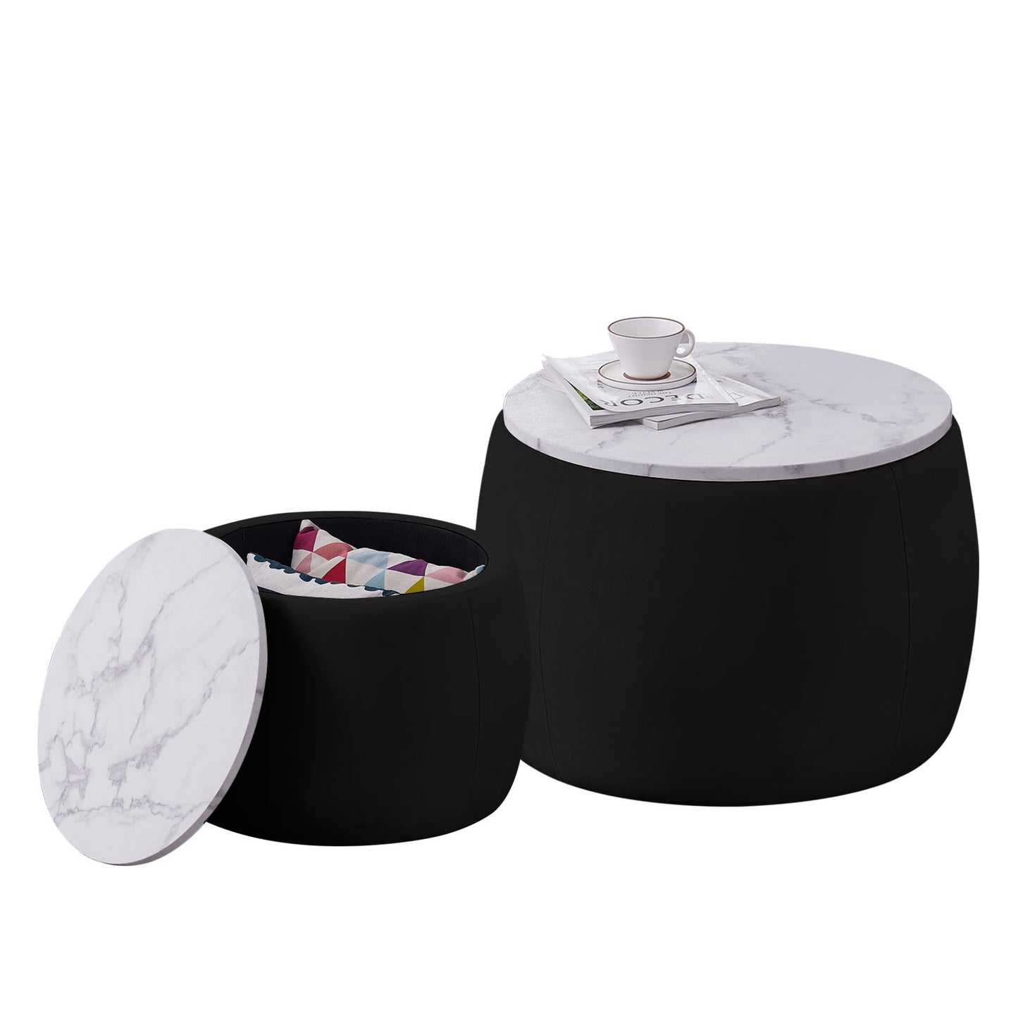 Justone Modern Round Nesting Tables Set - Matte Black