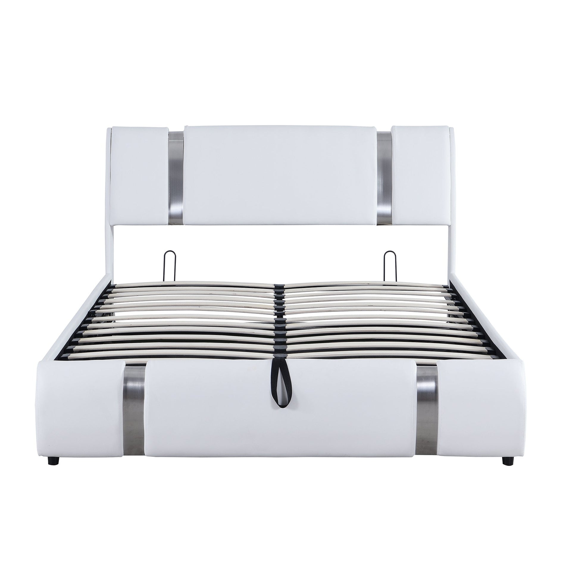 Homey Life Modern Faux Leather Full Platform Bed with a Hydraulic Storage System