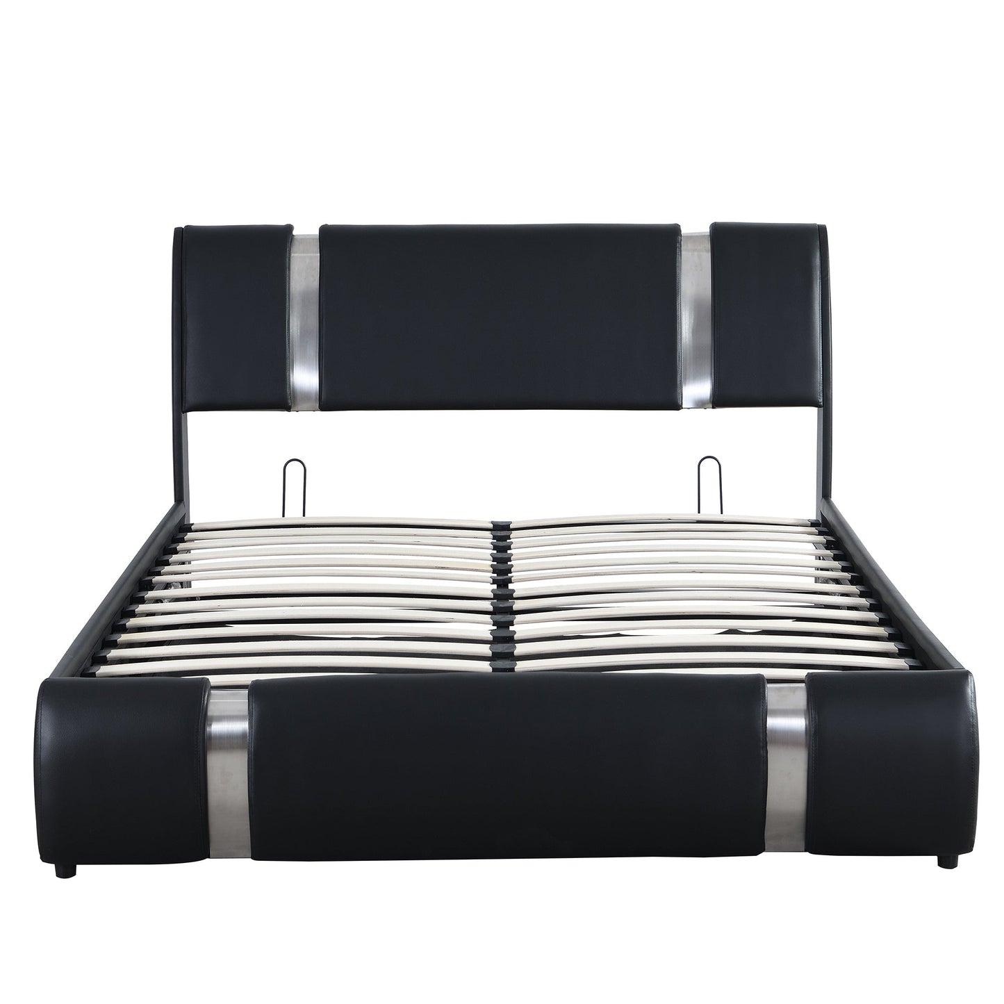 Homey Life Modern Faux Leather Full Platform Bed with a Hydraulic Storage System