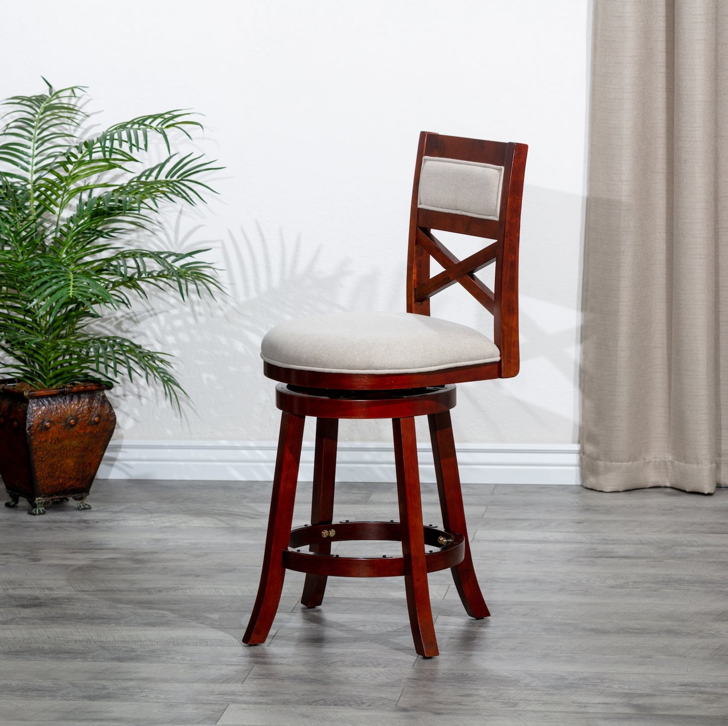 Bear Lake 30" X-Back Swivel Bar Stool - Cherry