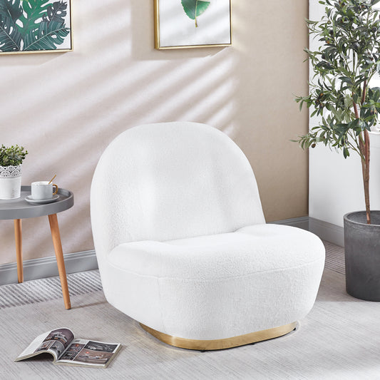 Artisan Furniture Modern Velvet Swivel Chair with Gold Base - White