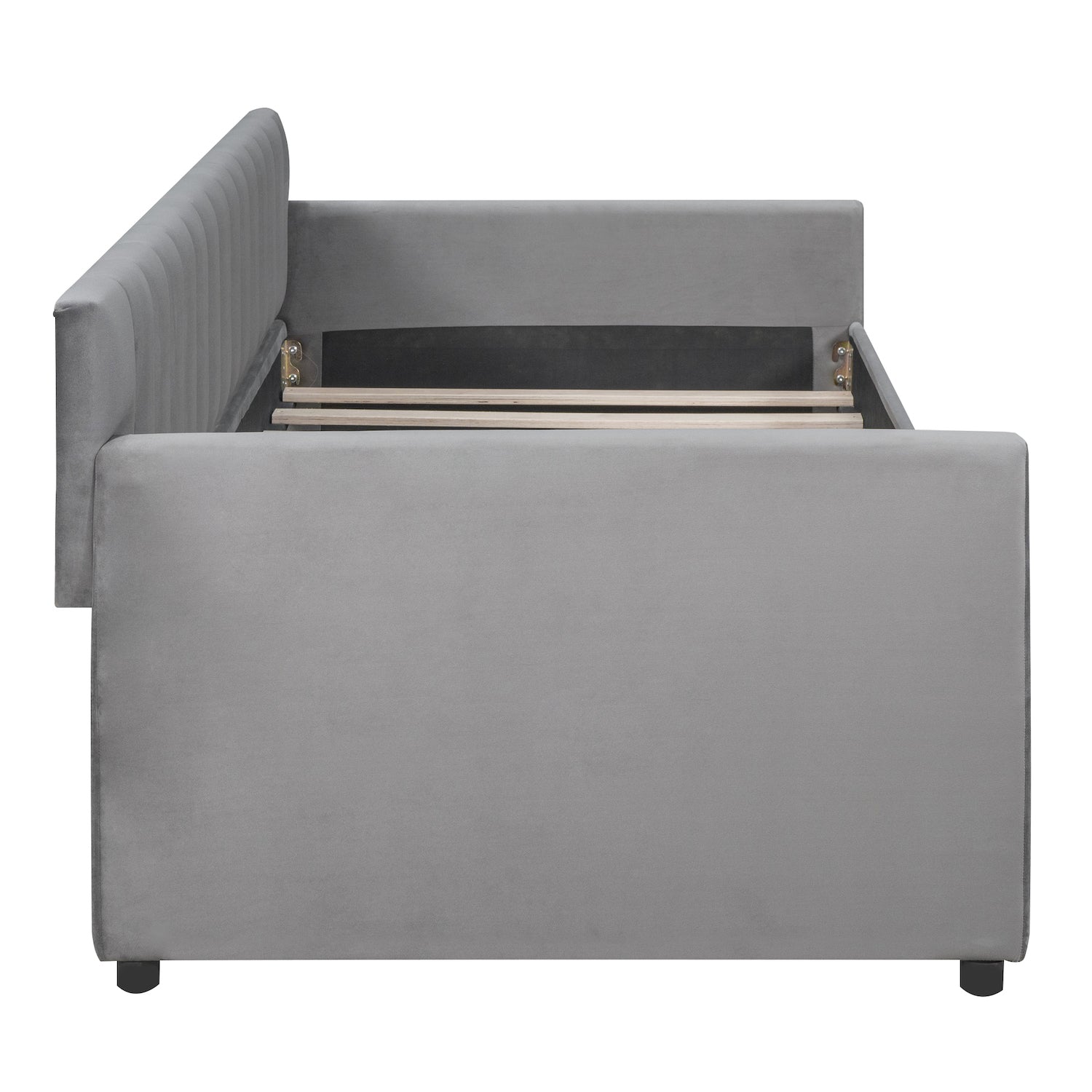 Lucky Channel Tufted Velvet Daybed with Storage Drawers - Gray