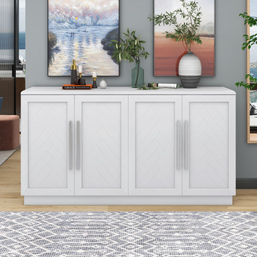 TREXM Modern 4 Doors Buffet Sideboard Cabinet - White