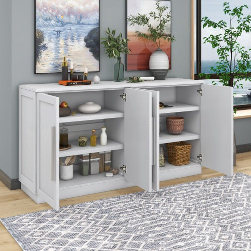 TREXM Modern 4 Doors Buffet Sideboard Cabinet - White