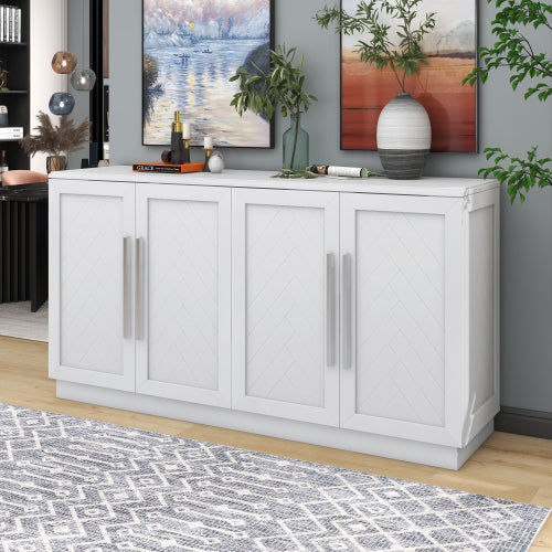 TREXM Modern 4 Doors Buffet Sideboard Cabinet - White