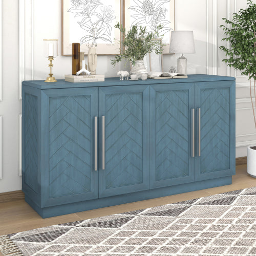 TREXM Modern 4 Doors Buffet Sideboard Cabinet - Antique Blue