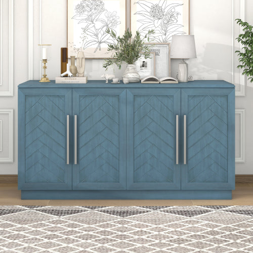 TREXM Modern 4 Doors Buffet Sideboard Cabinet - Antique Blue