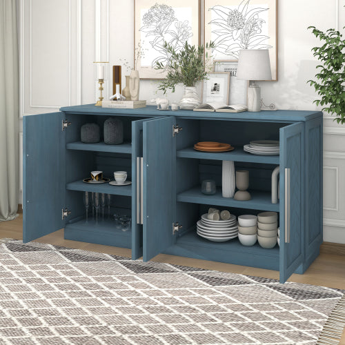 TREXM Modern 4 Doors Buffet Sideboard Cabinet - Antique Blue