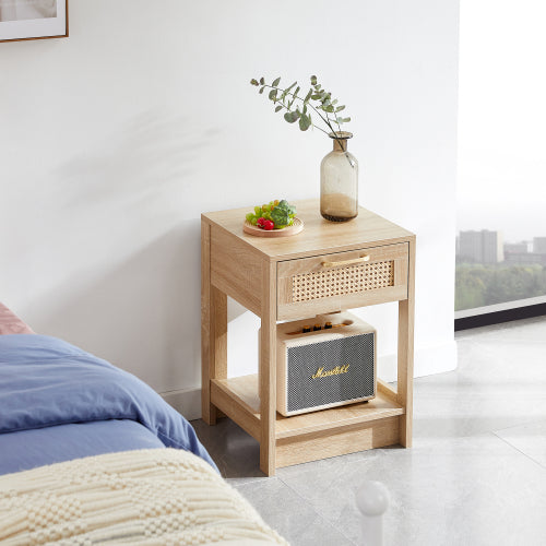 SYA Furniture Modern Minimalist Rattan End Table - Natural