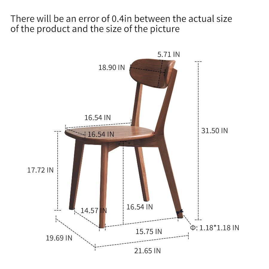 Yeswood Solid Wood Dining Chairs in Walnut Set of 4