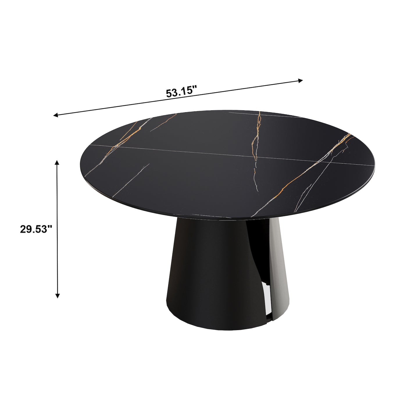 Atunus Modern 53" Sintered Stone Dining Table - Black