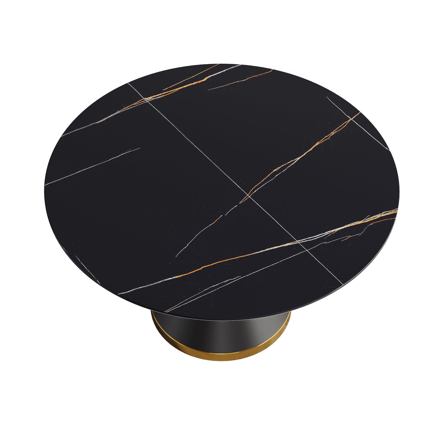 Atunus Modern 53" Sintered Stone Dining Table - Black & Gold