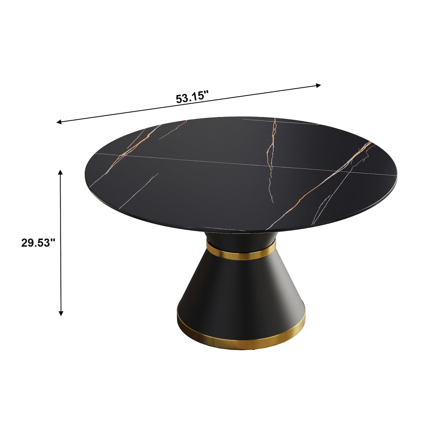 Atunus Modern 53" Sintered Stone Dining Table - Black & Gold