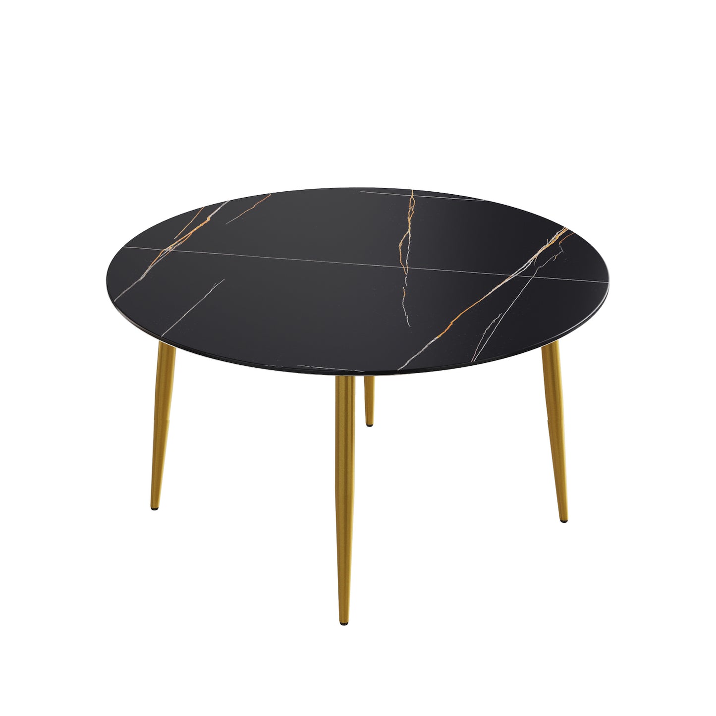 Atunus Modern 53" Black Sintered Stone Dining Table Gold Legs Finally