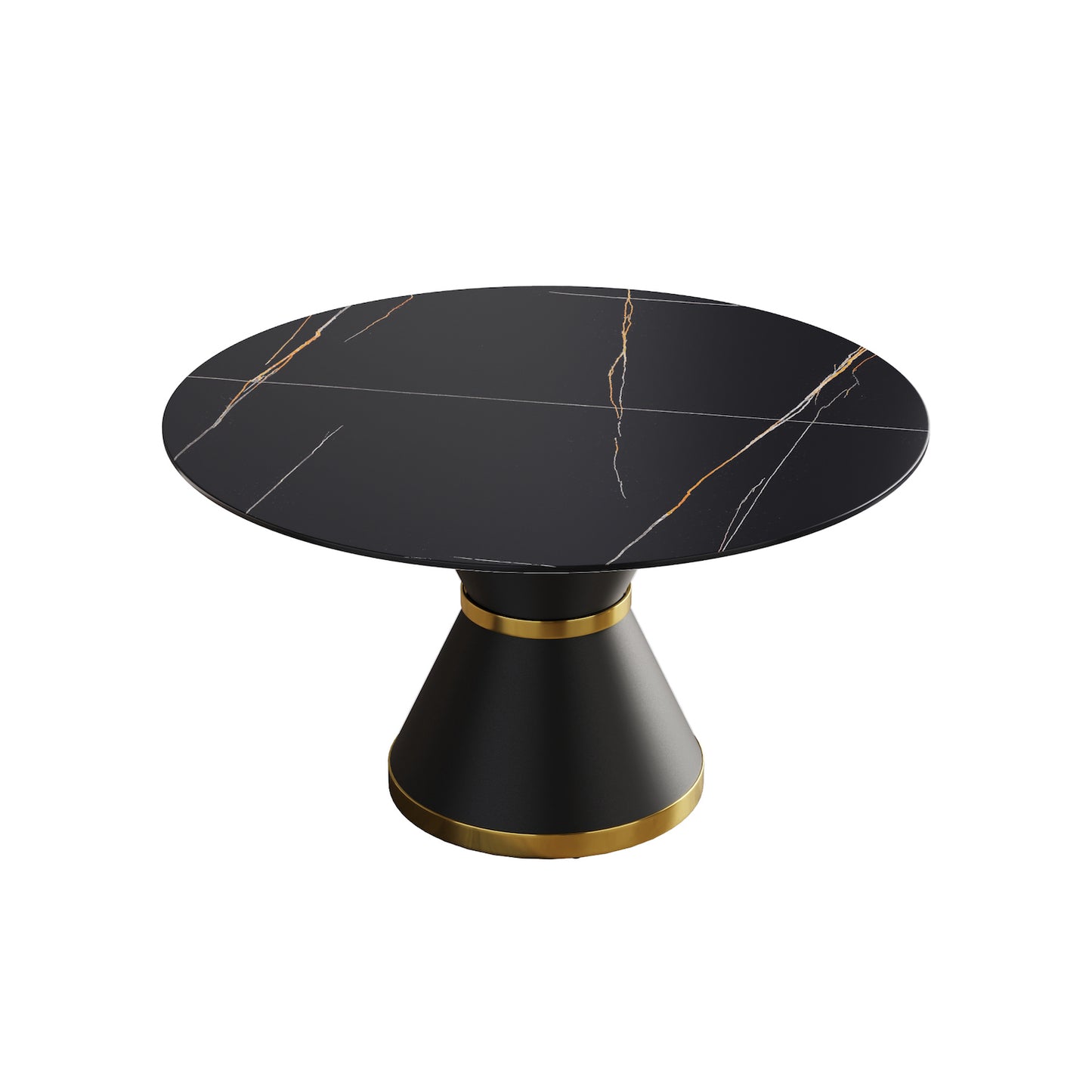 Atunus Modern 53" Sintered Stone Dining Table - Black & Gold