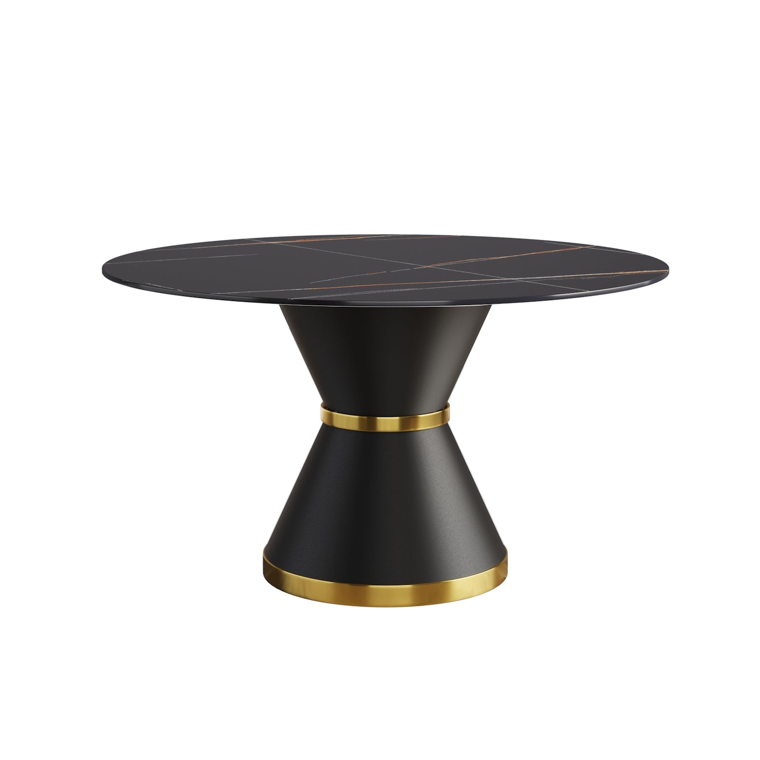 Atunus Modern 53" Sintered Stone Dining Table - Black & Gold