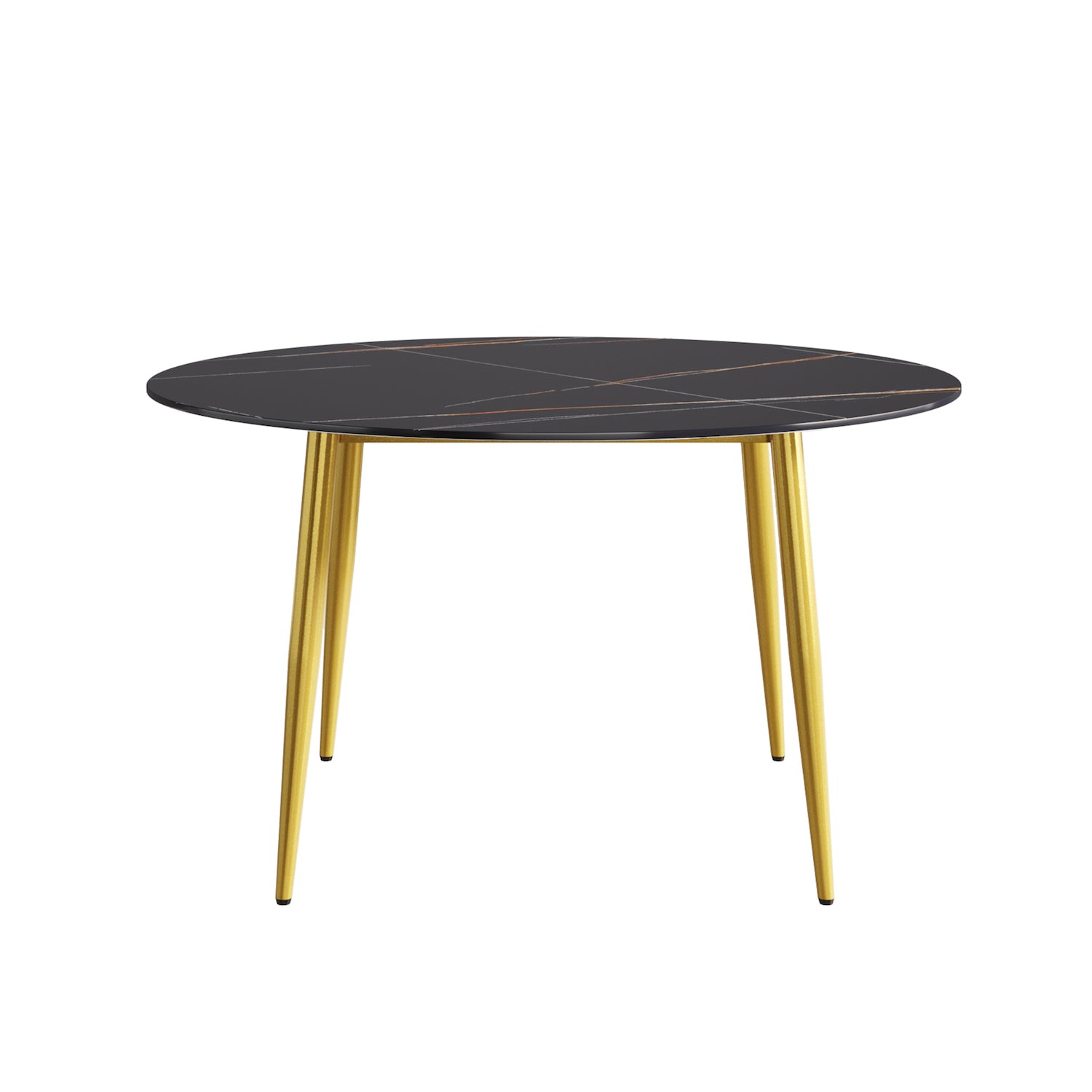 Atunus Modern 53" Black Sintered Stone Dining Table Gold Legs