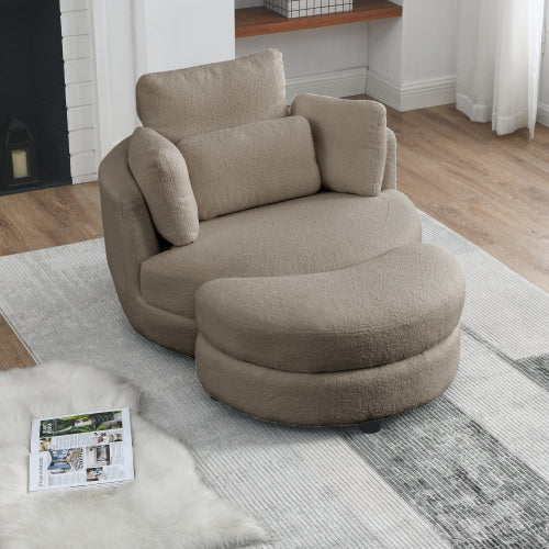 Welike Furniture Modern Oversized Teddy Fabric Swivel Accent Chair - Coffee