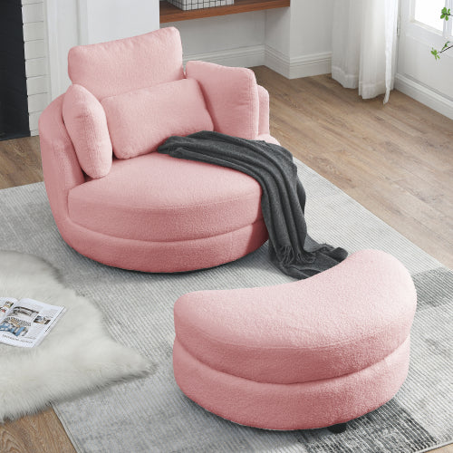 Welike Furniture Modern Oversized Teddy Fabric Swivel Accent Chair - Pink