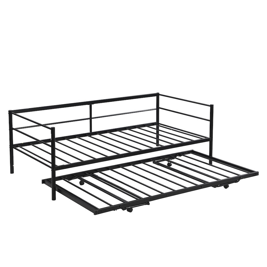 Sawyer Twin Size Metal Daybed with Pop Up Trundle - Black