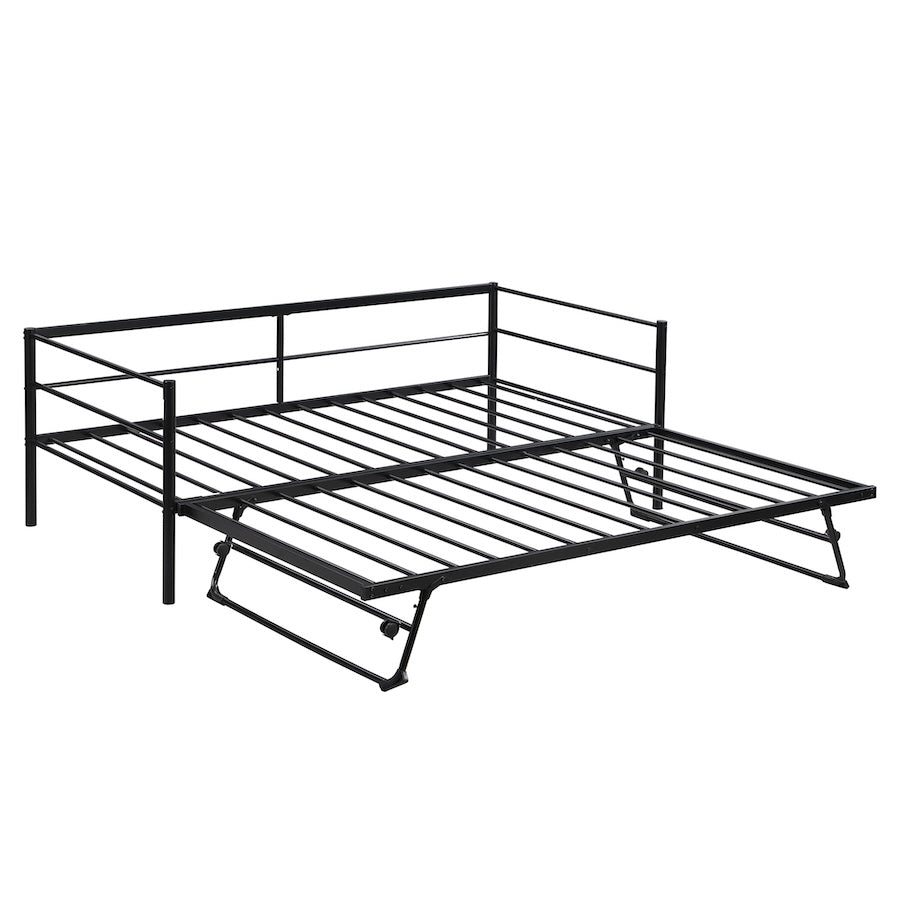 Sawyer Twin Size Metal Daybed with Pop Up Trundle - Black