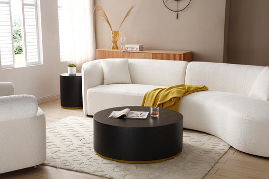 Justone Interior Modern Round Coffee Table - Black & Gold