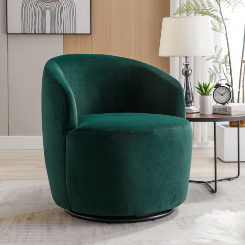 DG Collection Modern Velvet Fabric Swivel Barrel Accent Chair - Green