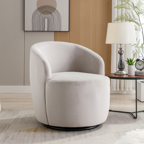 DG Collection Modern Velvet Fabric Swivel Barrel Accent Chair - Gray