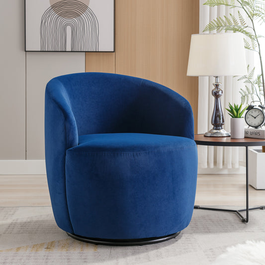 DG Collection Modern Velvet Fabric Swivel Barrel Accent Chair - Blue