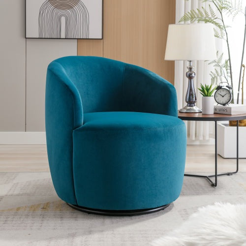 DG Collection Modern Velvet Fabric Swivel Barrel Accent Chair - Teal