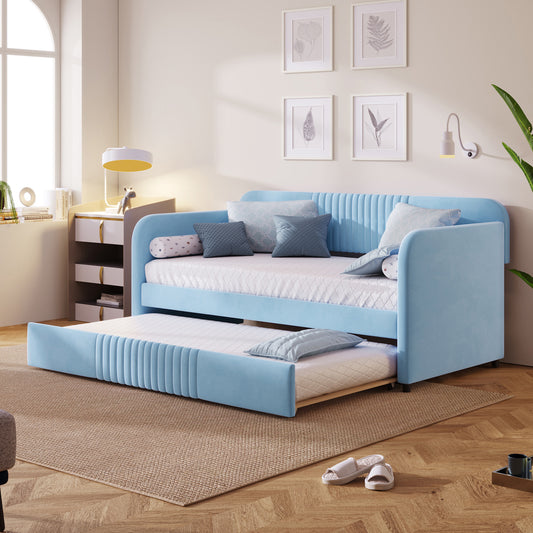 Ladybug Light Blue Upholstered Daybed & Trundle Set